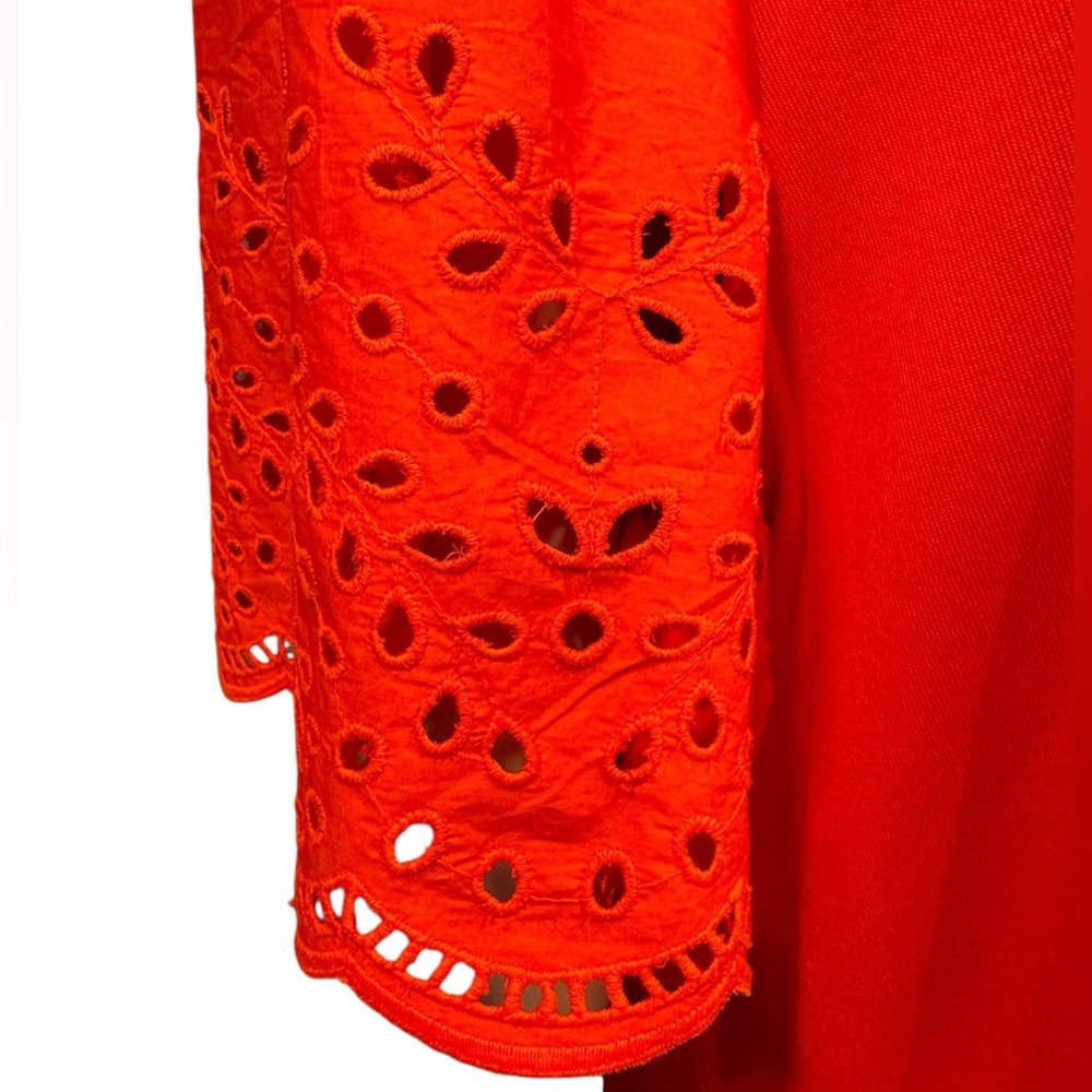 PHILOSOPHY Vibrant Eyelet Sleeve Crew Neck Blouse Poppy Orange NWT 3X - Picture 6 of 17